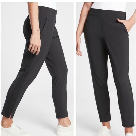Athleta woman’s 14 Brooklyn ankle black pants wrinkle resistant tailored fit - Picture 1 of 7